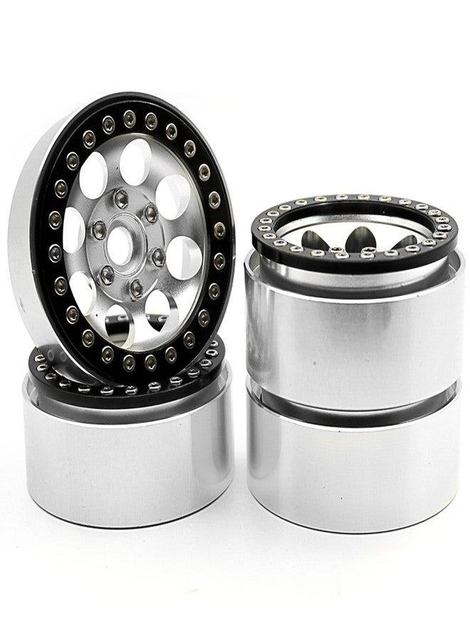 WEFEINO 1.9" Beadlock Wheels Rims for 1/10 Axial Wraith SCX10 CC01 F350 D90 90034 RC Crawler Car (Silver+Black) - Image 3